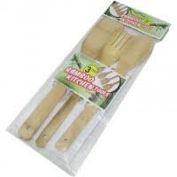 SET UTENILLOS DE MADERA 30CM 3 UNIDADES X 1